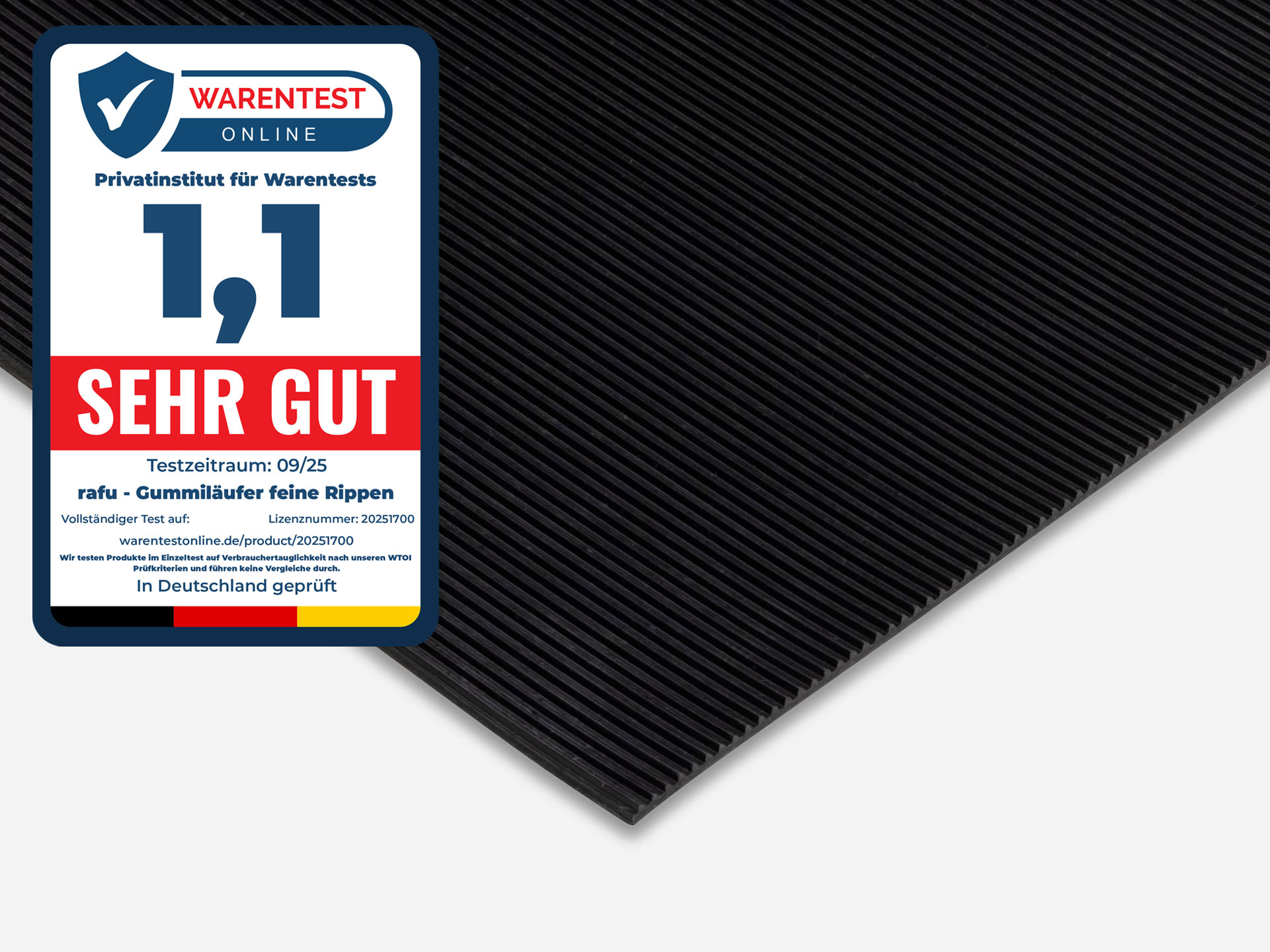 Gummiläufer feine Rippen | Meterware | 100 und 120 cm breit