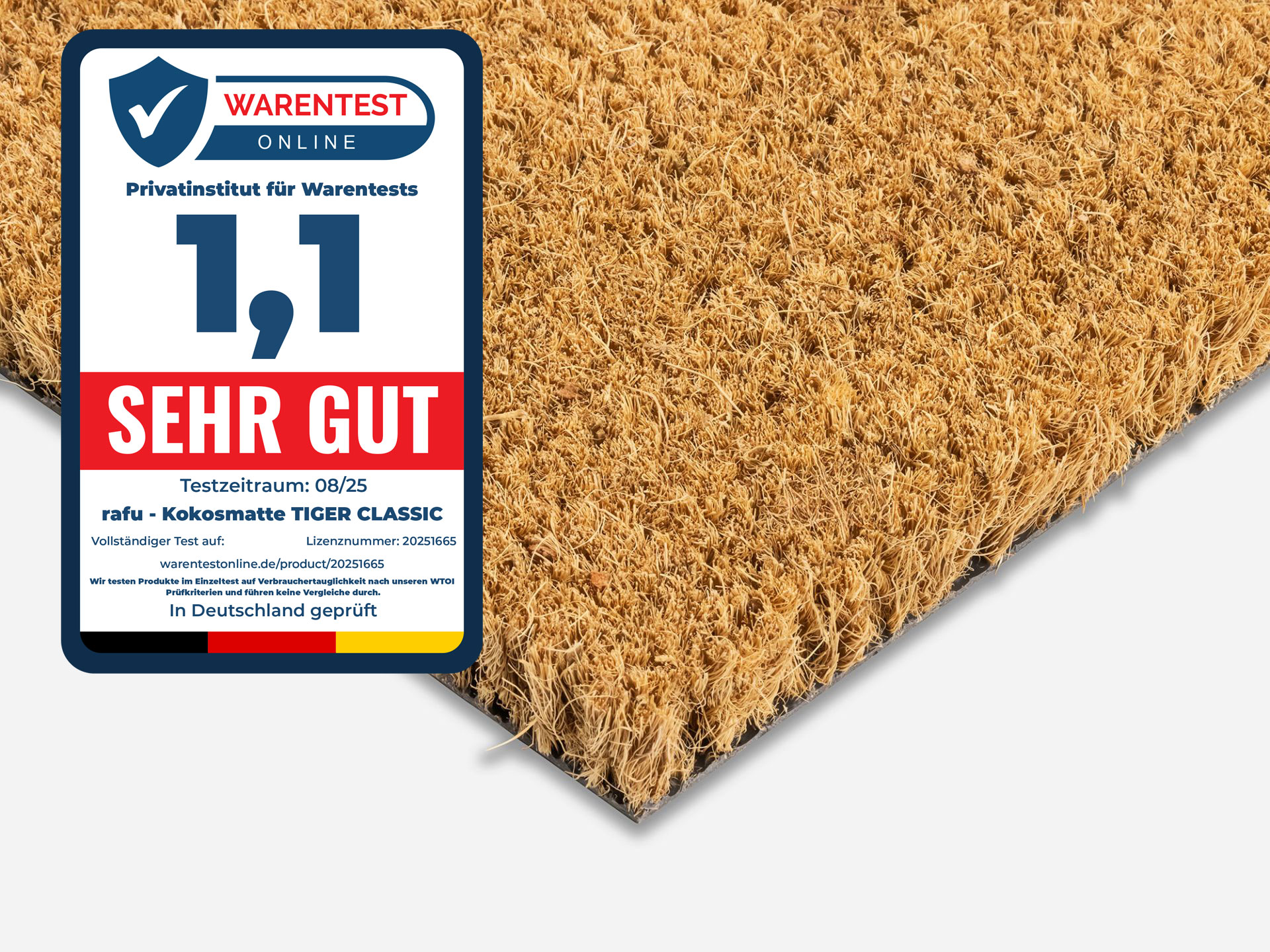 Kokosmatte TIGER CLASSIC natur  | 3 Größen + nach Maß + Meterware 
